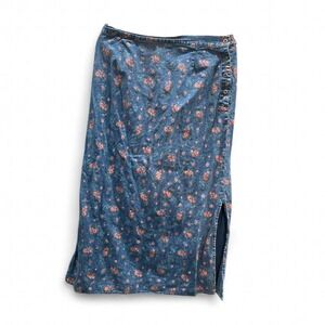 Women's retro 90s denim skirt‎ with floral pattern by Requirements size 12/L